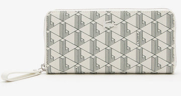 Portefeuille zippé femme Lacoste imprimé monogramme