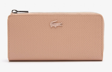 Portefeuille zippé unisexe Chantaco en cuir piqué mat Lacoste