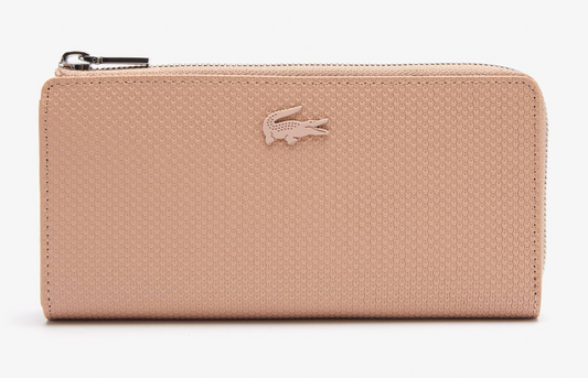 Portefeuille zippé unisexe Chantaco en cuir piqué mat Lacoste